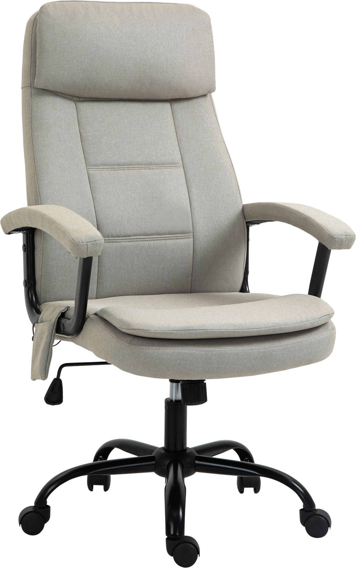 Vinsetto fotel biurowy masujący z regulacją wysokości fotel do gier z funkcją masażu, ergonomiczny fotel obrotowy fotel masujący lniany beżowy 63 x 70 x 112-121 cm