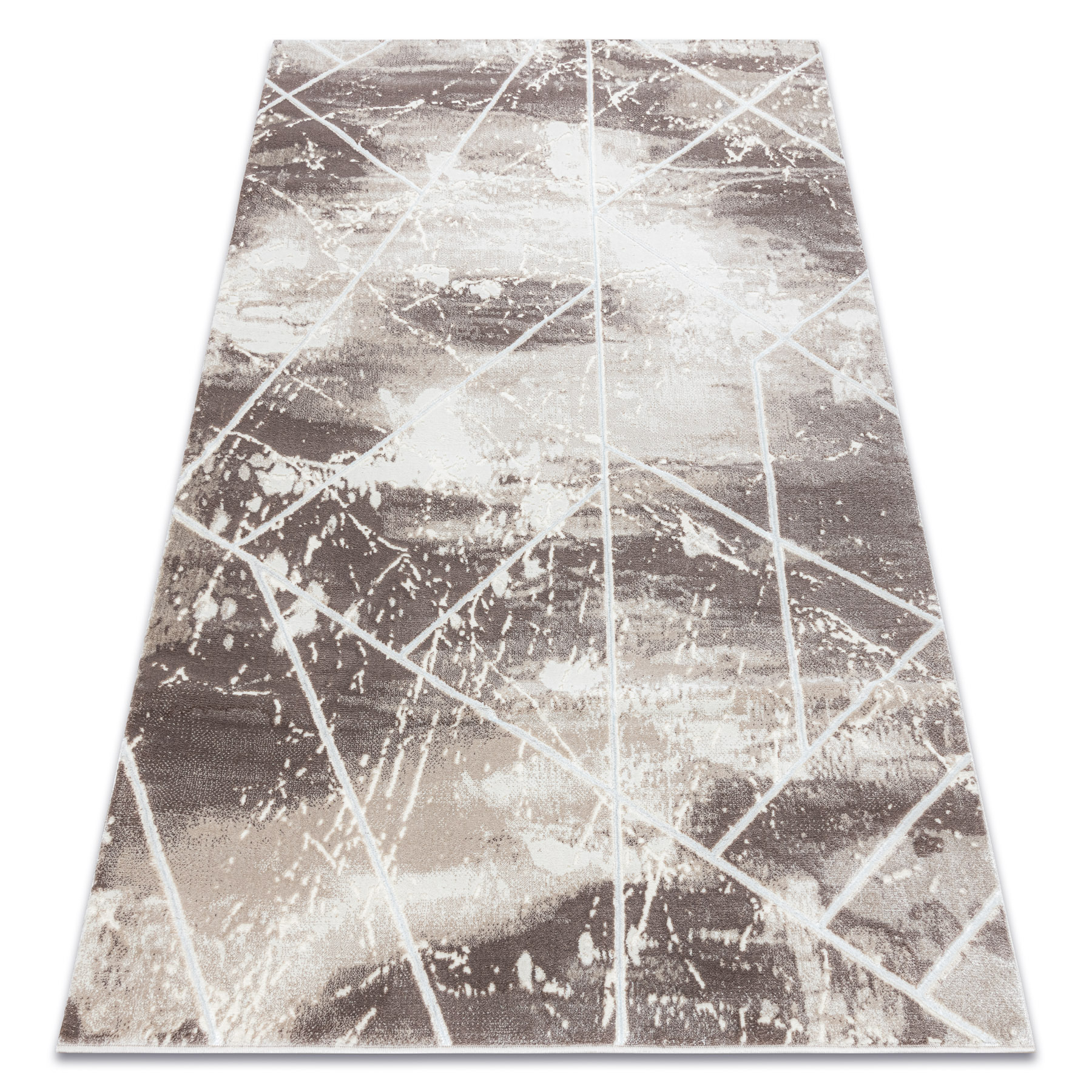 Dywan CORE 1818 Geometryczny - Strukturalny, dwa poziomy runa, kość słoniowa / biały beżowy 160x220 cm