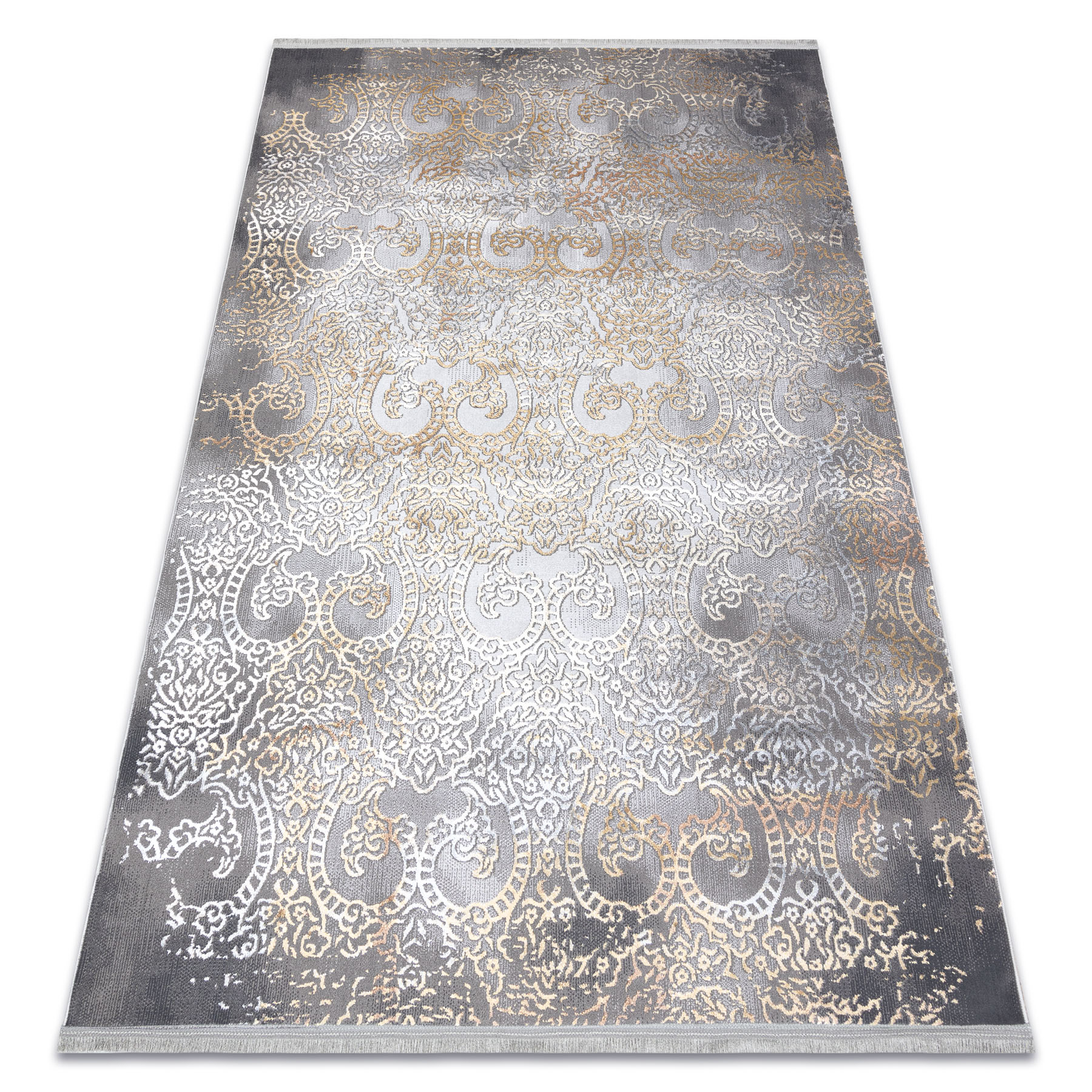 Dywan LUCE 84 nowoczesny Ornament vintage przecierany - Strukturalny / musztarda szary 173x270 cm