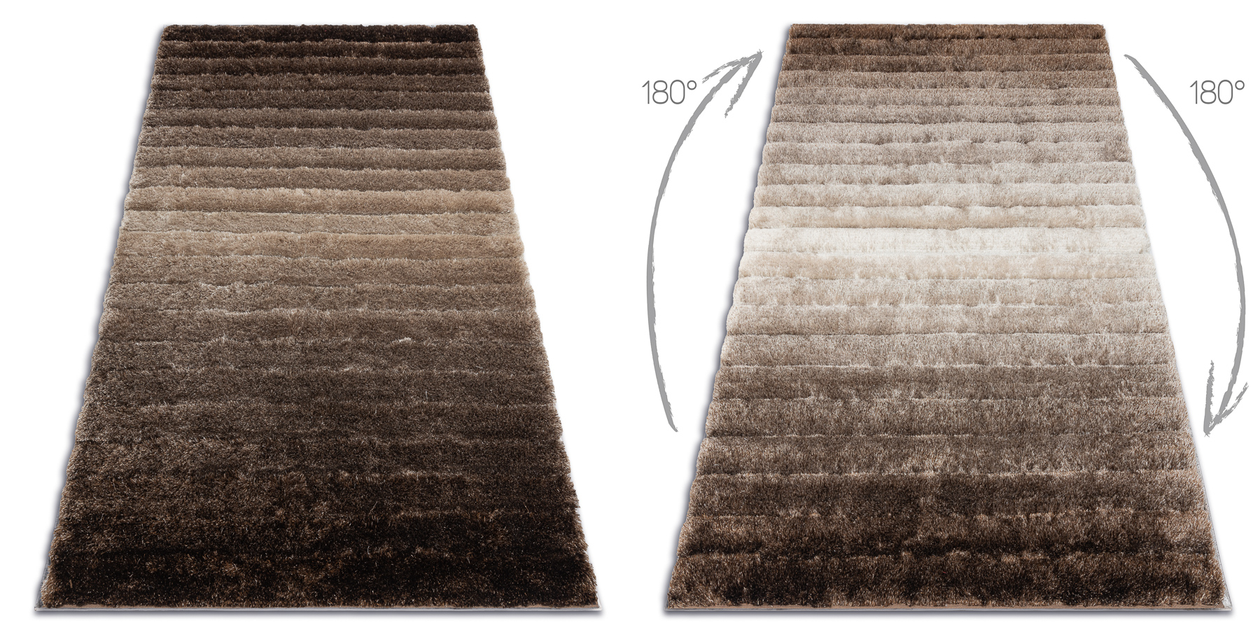 Dywan shaggy FLIM 007-B3 nowoczesny, Pasy - Strukturalny, brązowy 120x160 cm