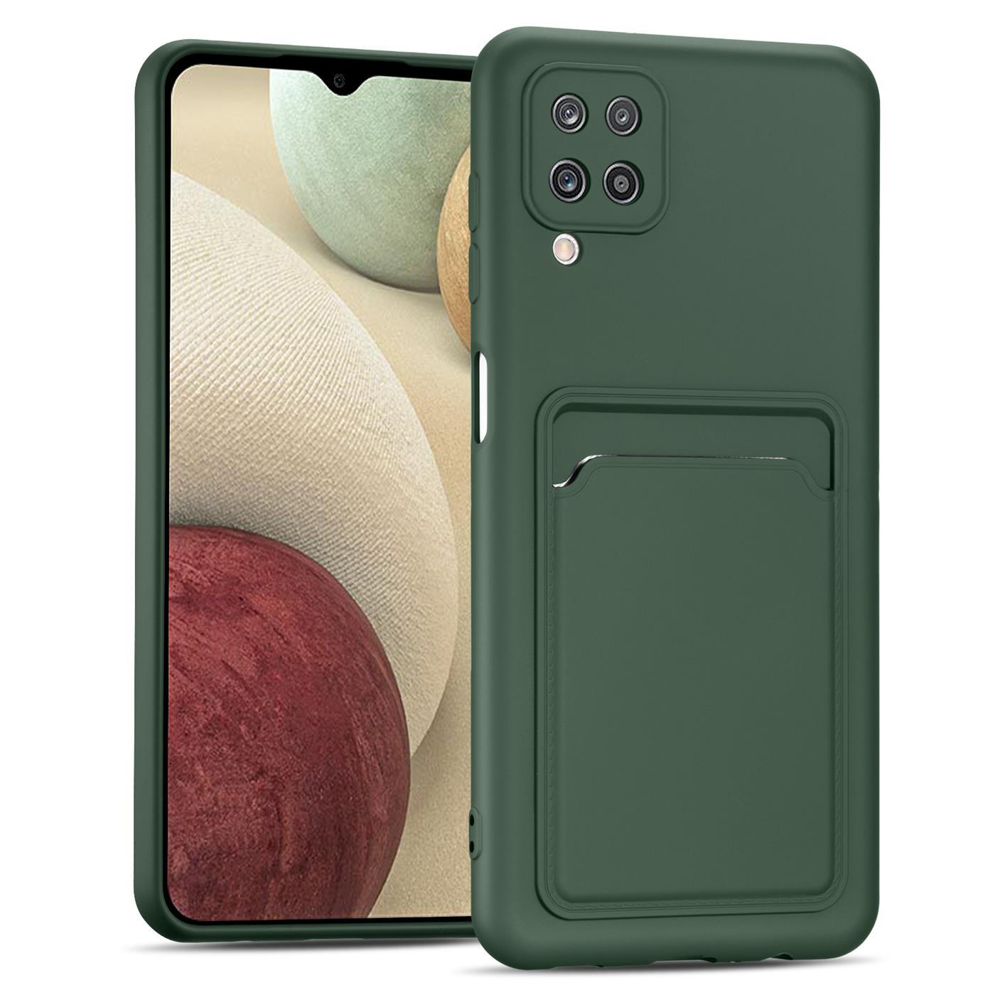 Etui na telefon komórkowy Samsung Galaxy A22 4G / M22 Silikonowe etui ochronne z kieszenią na kartę Slim Cover, zielone