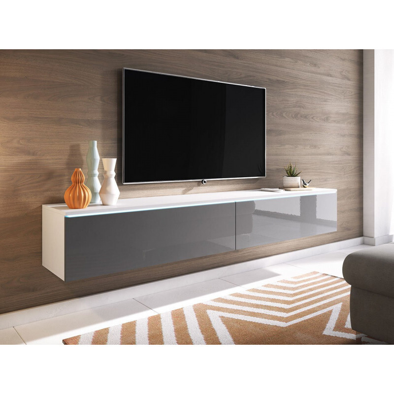 Szafka pod telewizor 180 cm WILLA D – biały/szary połysk