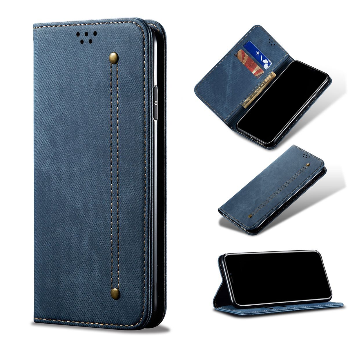 Pokrowiec König Design kompatybilny z etui na telefon Samsung Galaxy A72 5G ze skóry syntetycznej - Niebieskie etui na telefon komórkowy