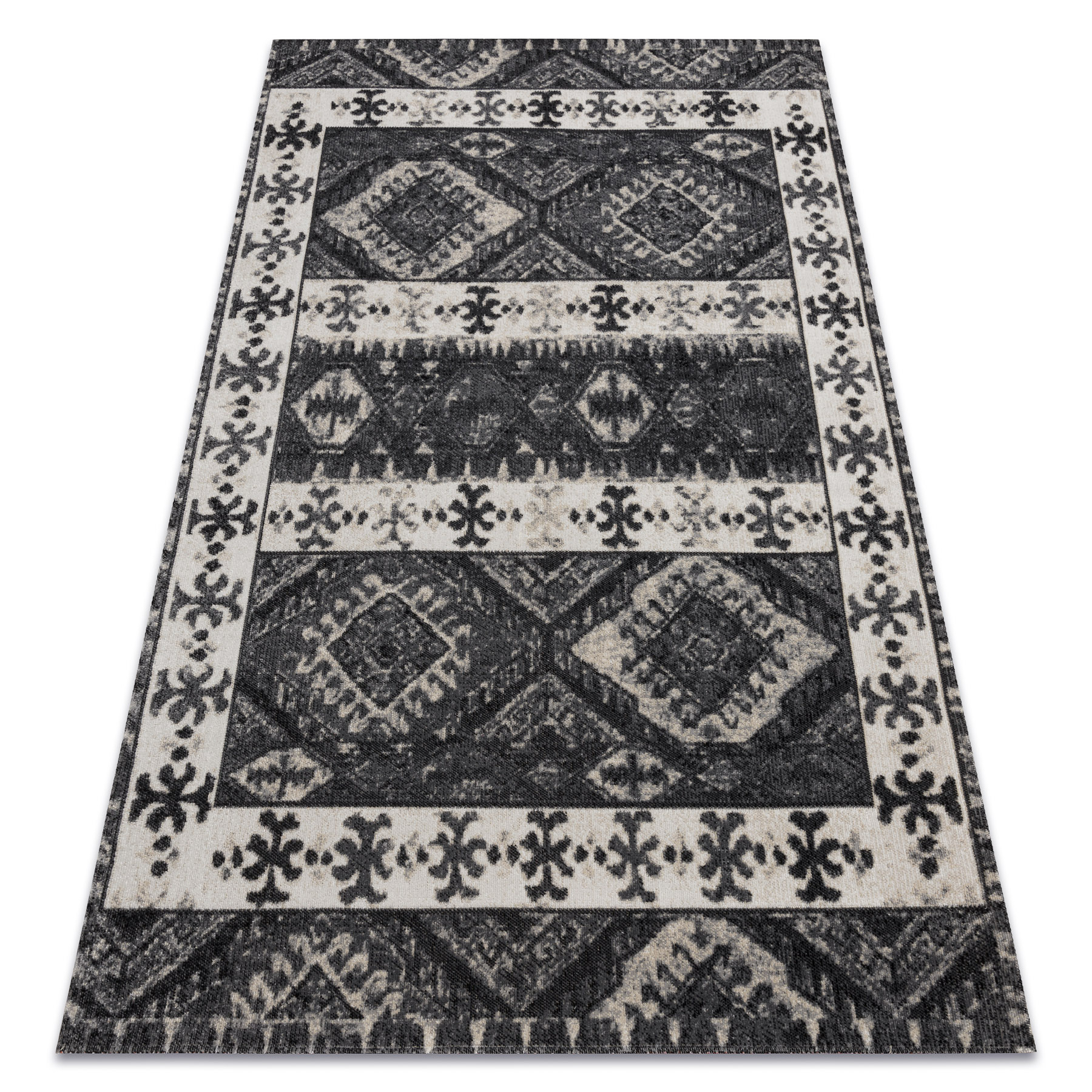 Dywan nowoczesny MUNDO E0651 etniczny outdoor beż / czarny 200x290 cm