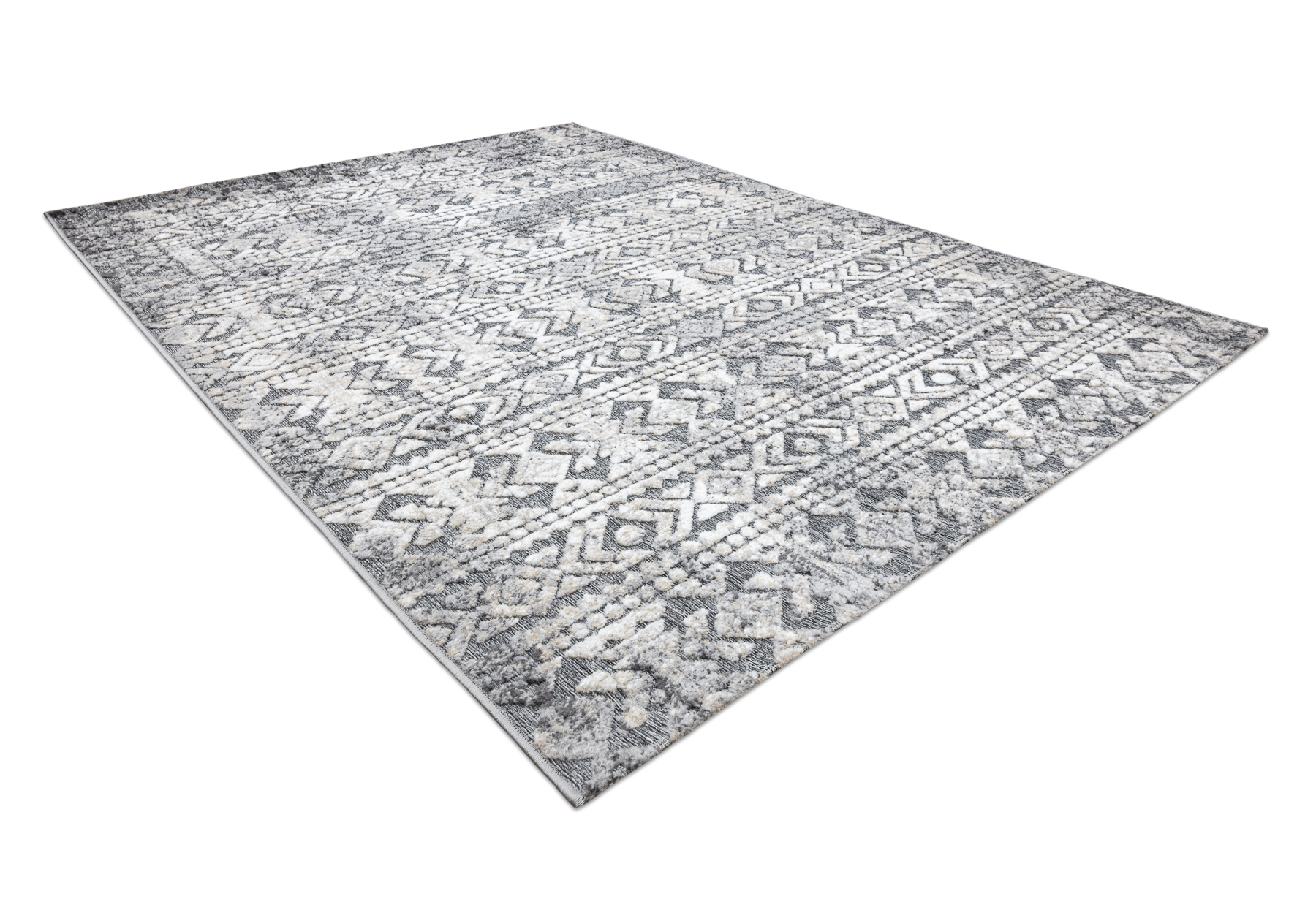 Dywan Strukturalny SOLE D3732 Aztecki, romby - płasko tkany / beż szary 200x290 cm