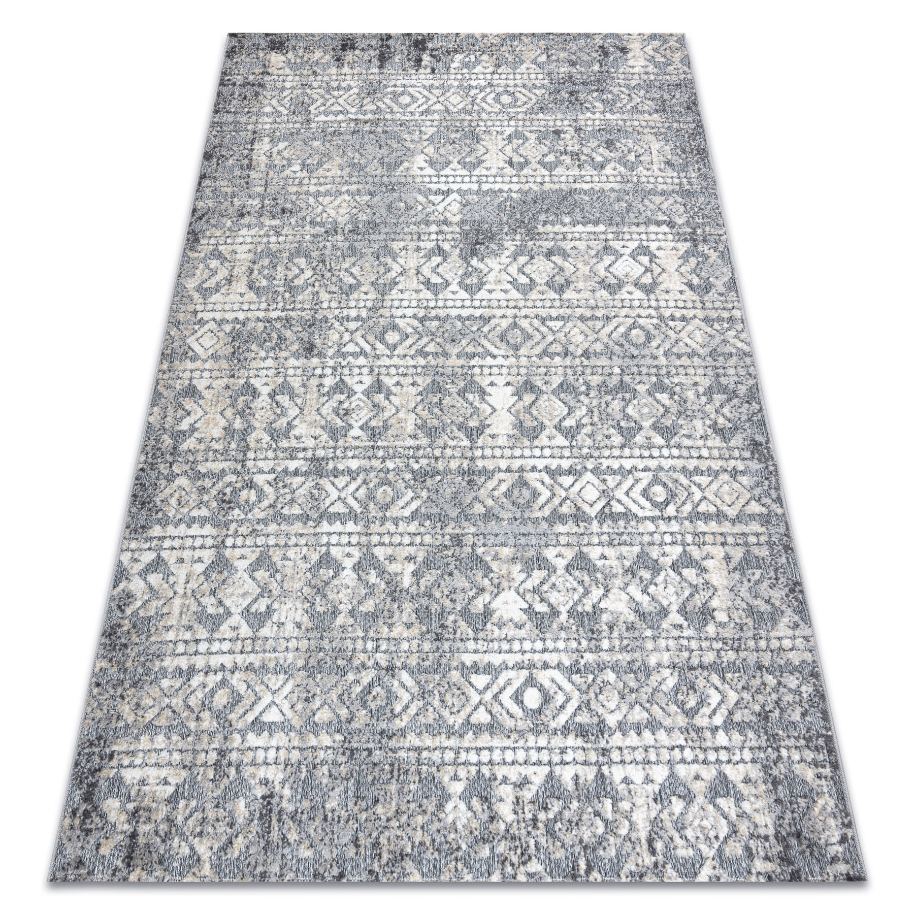 Dywan Strukturalny SOLE D3732 Aztecki, romby - płasko tkany / beż szary 120x170 cm