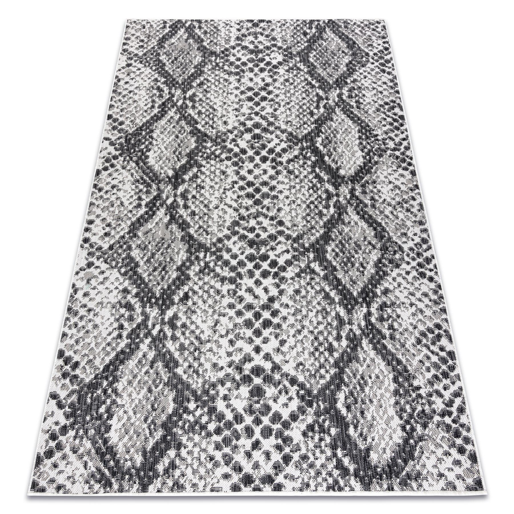 Dywan SZNURKOWY SIZAL SION Skóra węża 22162 płaskie tkanie ecru / czarny beżowy 160x220 cm