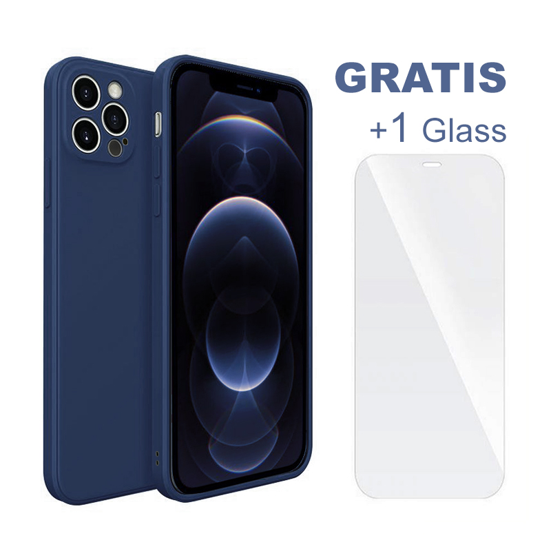 Etui ochronne SOONTEC (niebieskie) do Apple iPhone 12 Pro, ochronne etui TPU + 1 szkło pancerne chroniące ekran, FULL COVER GLASS