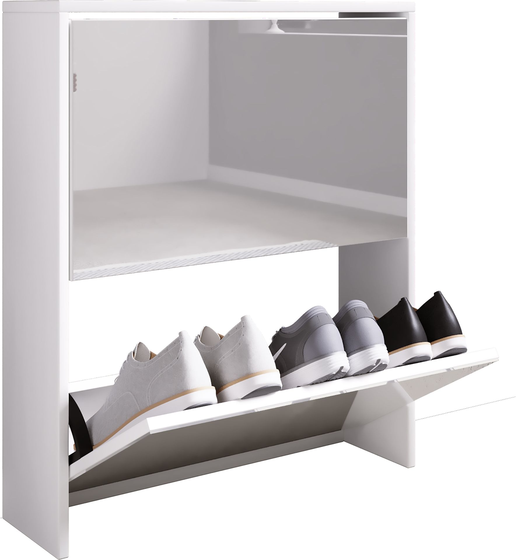 StidoL szafka na buty 2 drzwi klapowe lustrzane biały.