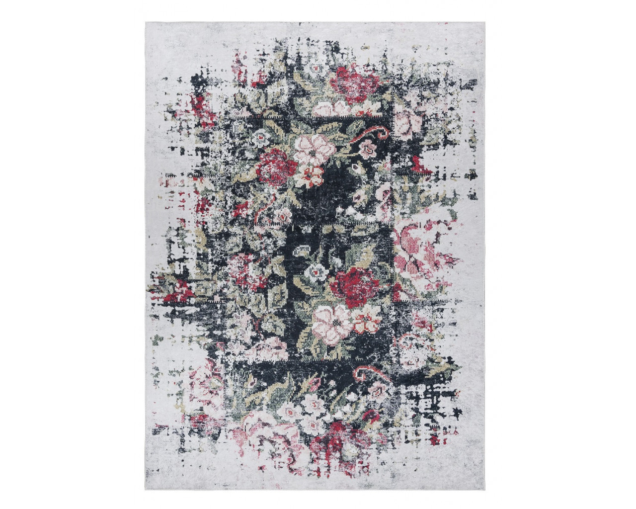 Dywan do prania ANDRE 1816D Kwiaty vintage antypoślizgowy - biały / czerwony wielokolorowy 160x220 cm