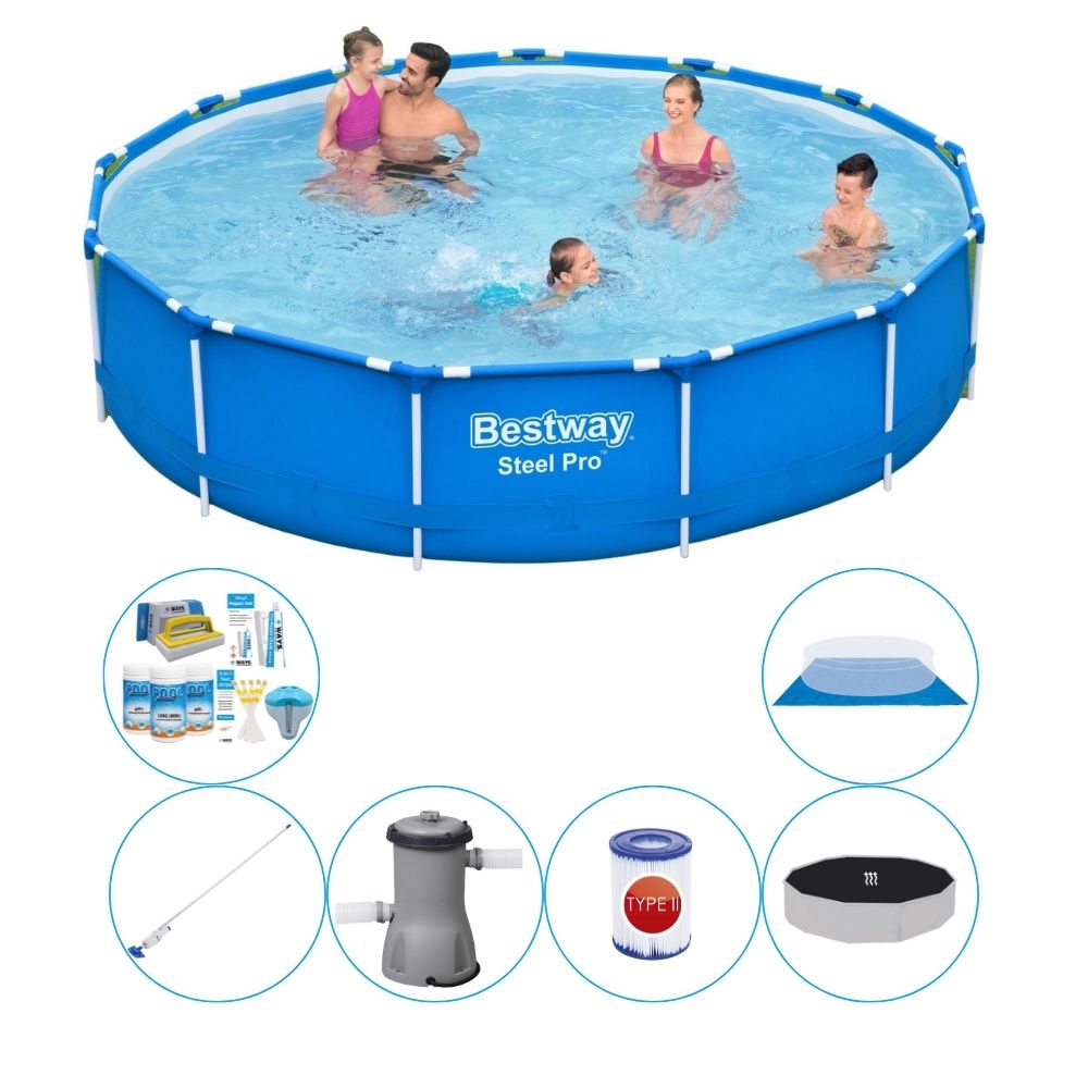 Super zestaw basenowy - Bestway Steel Pro 396x84 cm okrągły