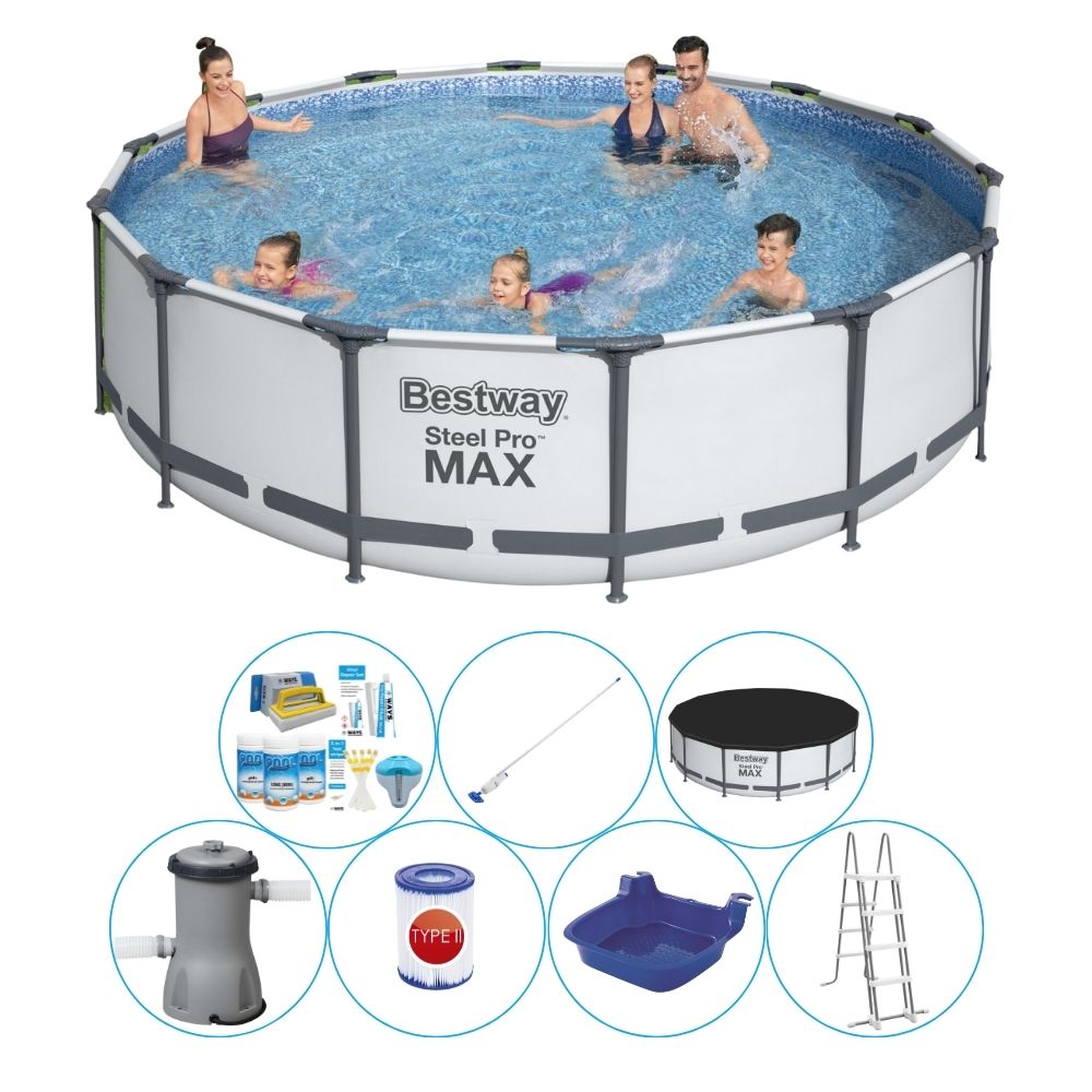 Komfortowy pakiet do basenu - Bestway Steel Pro MAX 427x107 cm okrągły