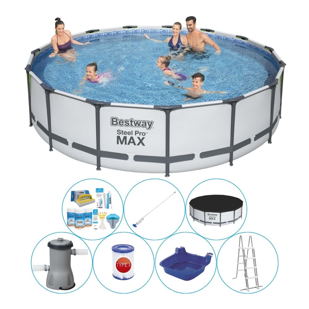 Komfortowy pakiet do basenu - Bestway Steel Pro MAX 427x107 cm okrągły