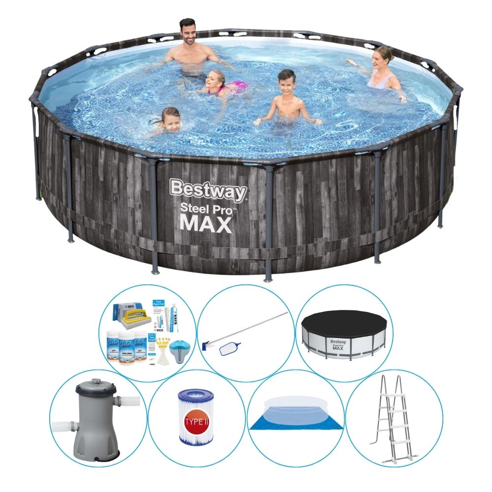 Basen Plus Akcesoria - Bestway Steel Pro MAX Wood 427x107 cm Okrągły