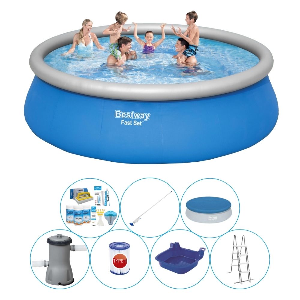 Basen wraz z akcesoriami - Bestway Fast Set 457x122 cm okrągły