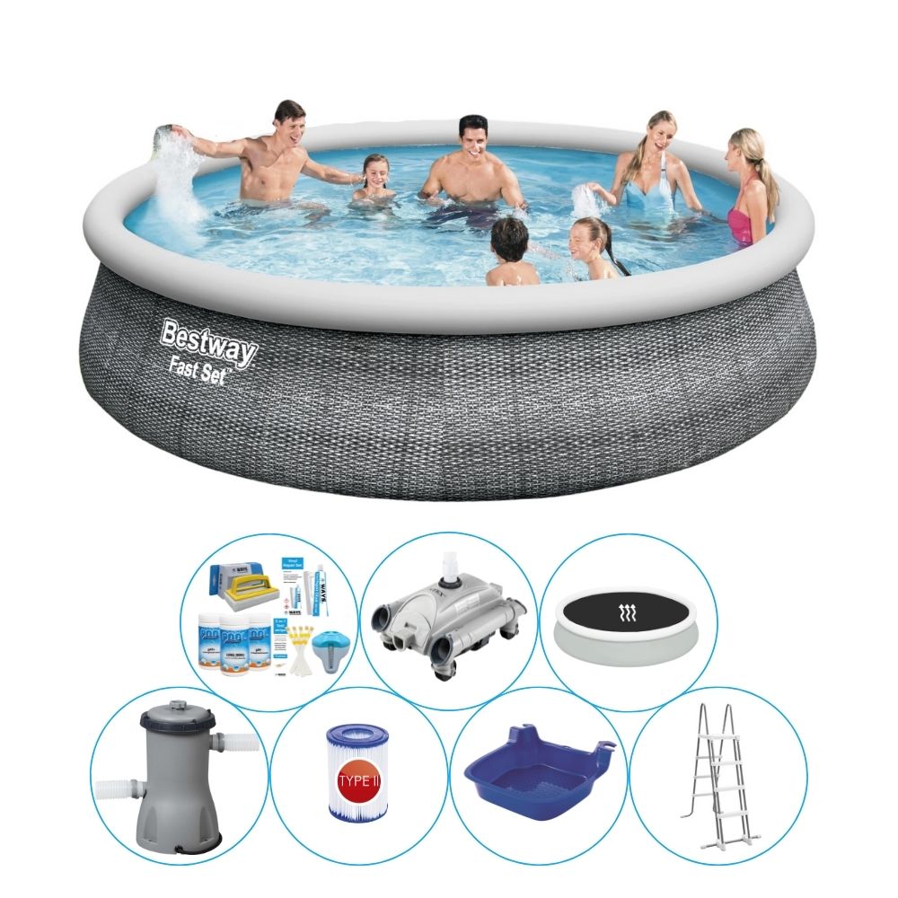Zestaw basenowy - Bestway Fast Set 457x107 cm - Rattan - Okrągły