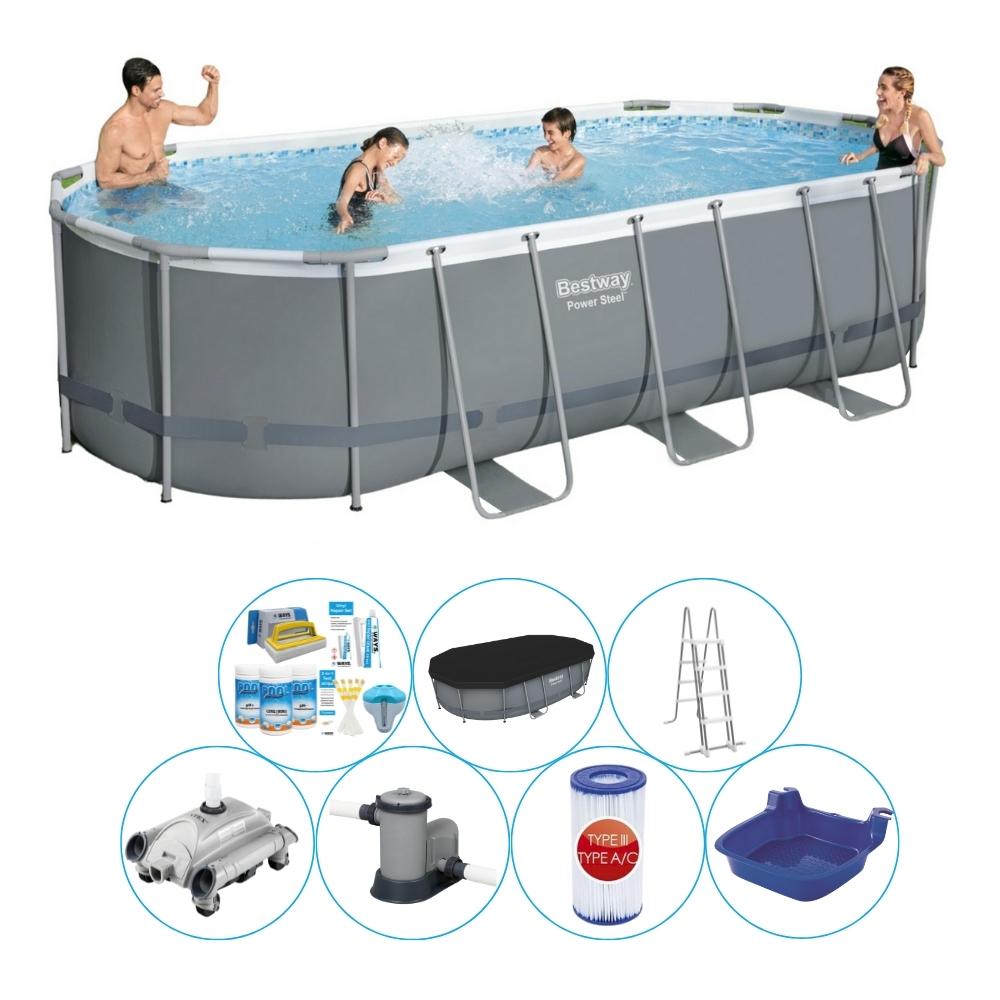 Basen wraz z akcesoriami - Bestway Power Steel Oval 548x274x122 cm