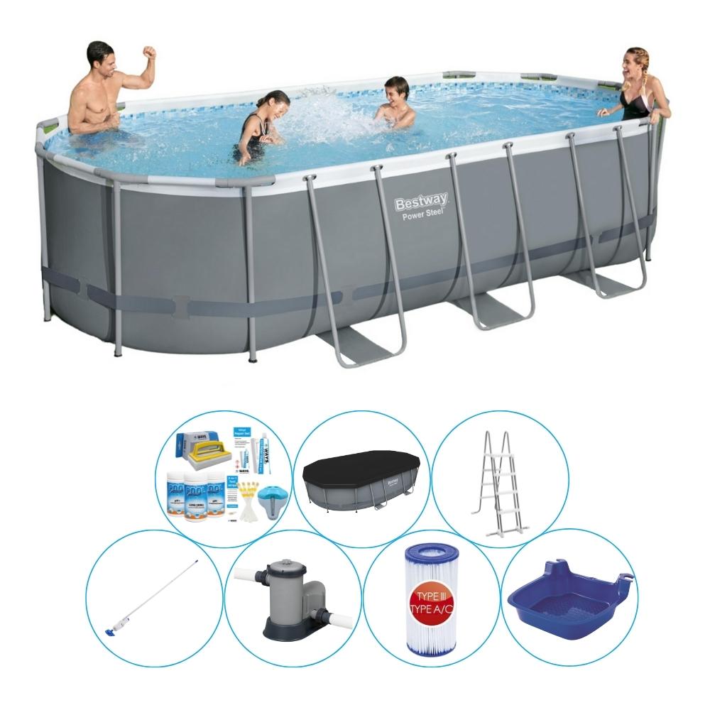 Basen z akcesoriami - Bestway Power Steel Oval 548x274x122 cm