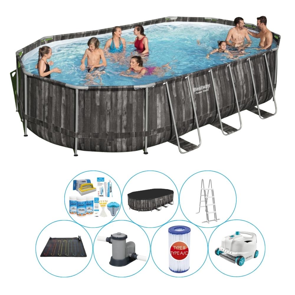 Basen Plus Akcesoria - Bestway Power Steel Oval 610x366x122 cm