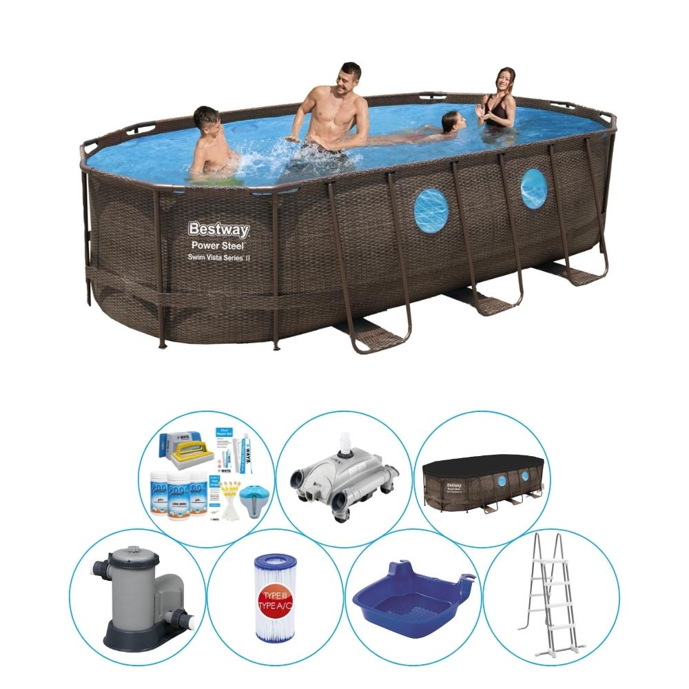 Basen wraz z akcesoriami - Bestway Power Steel Swim Vista Oval 549x274x122 cm