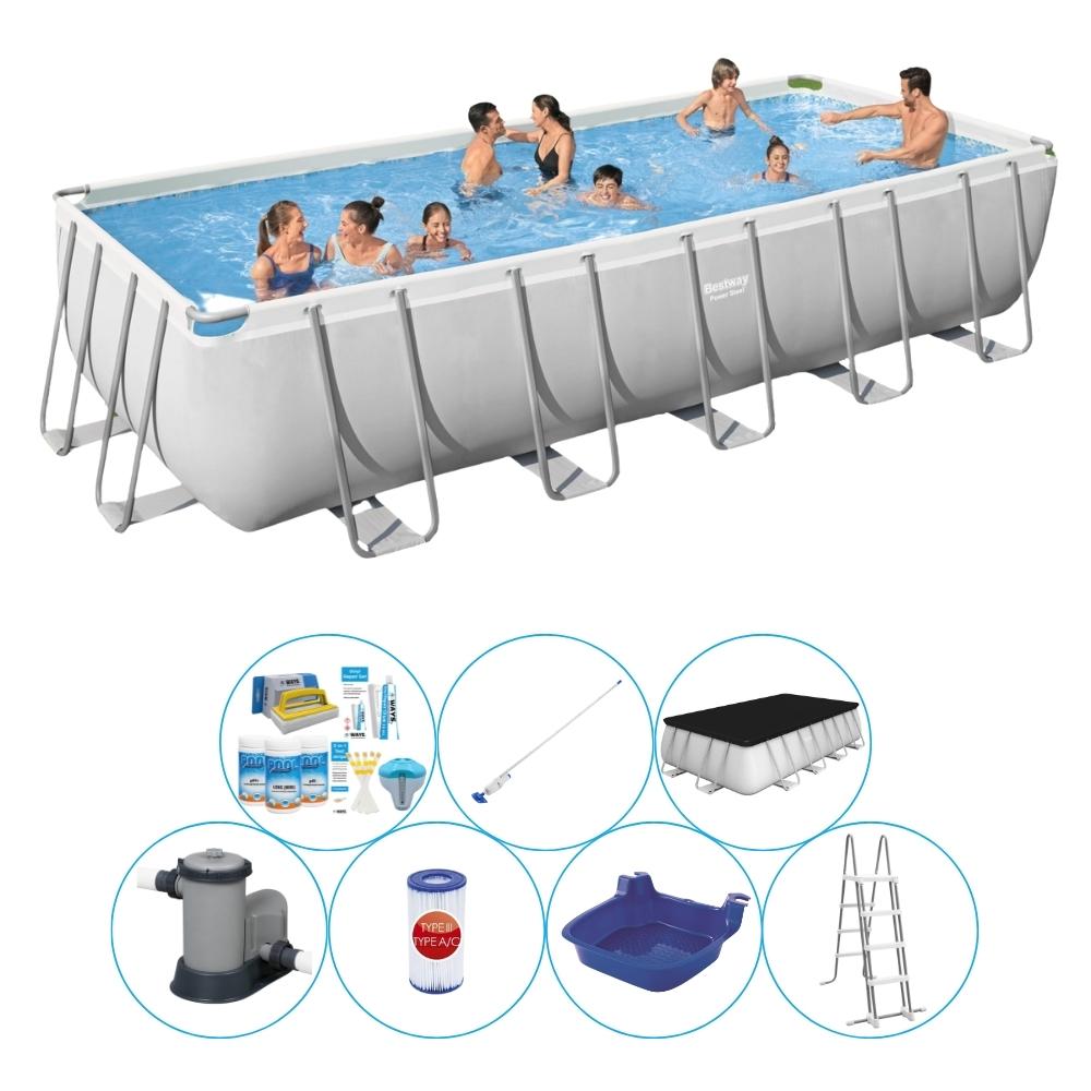 Basen z akcesoriami - Bestway Power Steel 640x274x132 cm Prostokątny