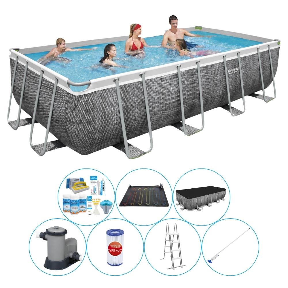 Zestaw basenowy - Bestway Power Steel 549x274x122 cm - Rechteckig - Rattan