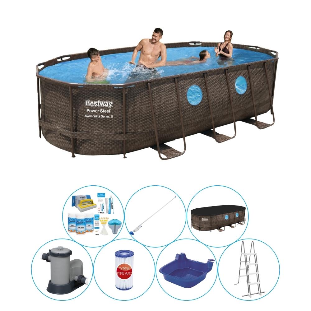 Basen z akcesoriami - Bestway Power Steel Swim Vista Oval 549x274x122 cm
