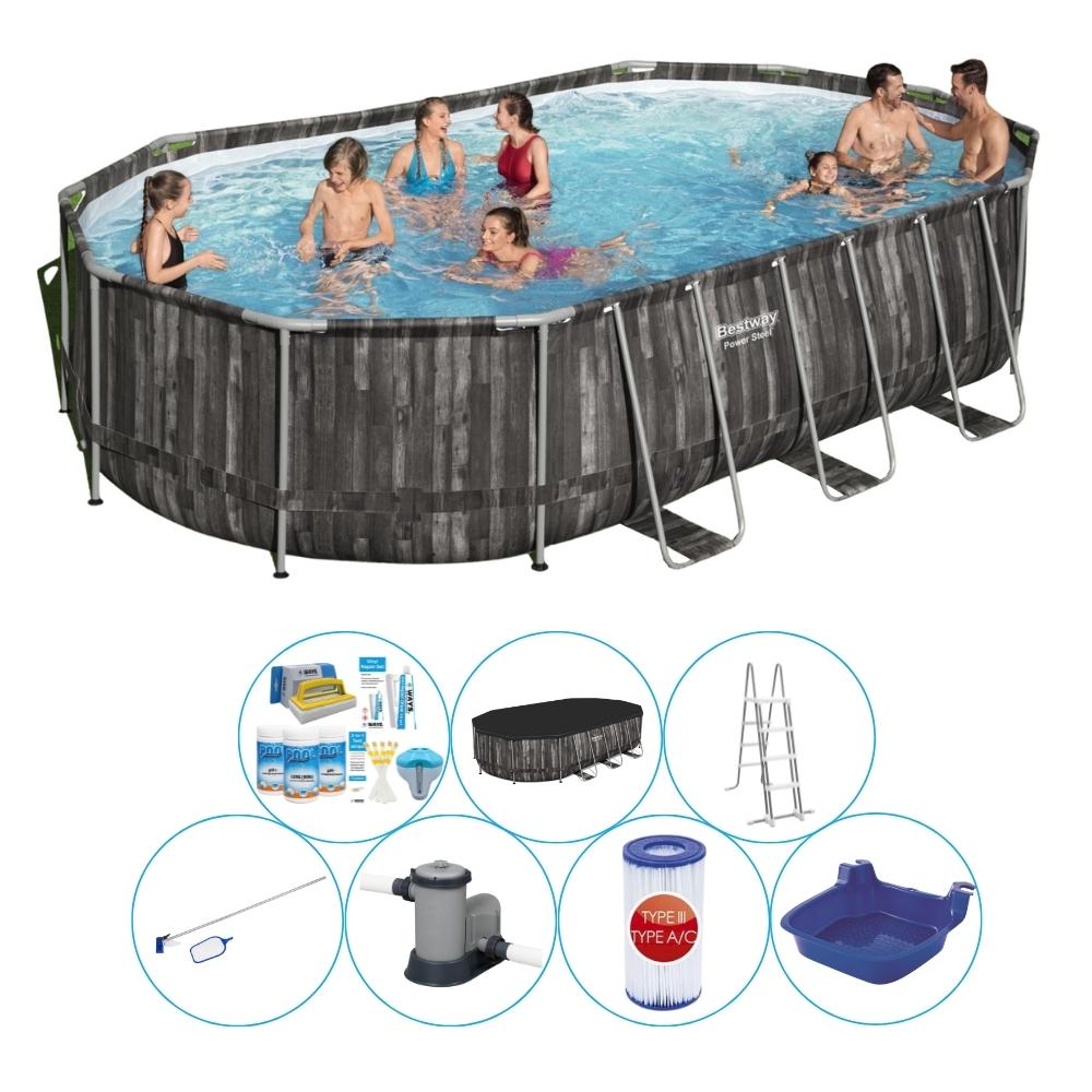 Basen Combi Deal - Bestway Power Steel Oval 610x366x122 cm