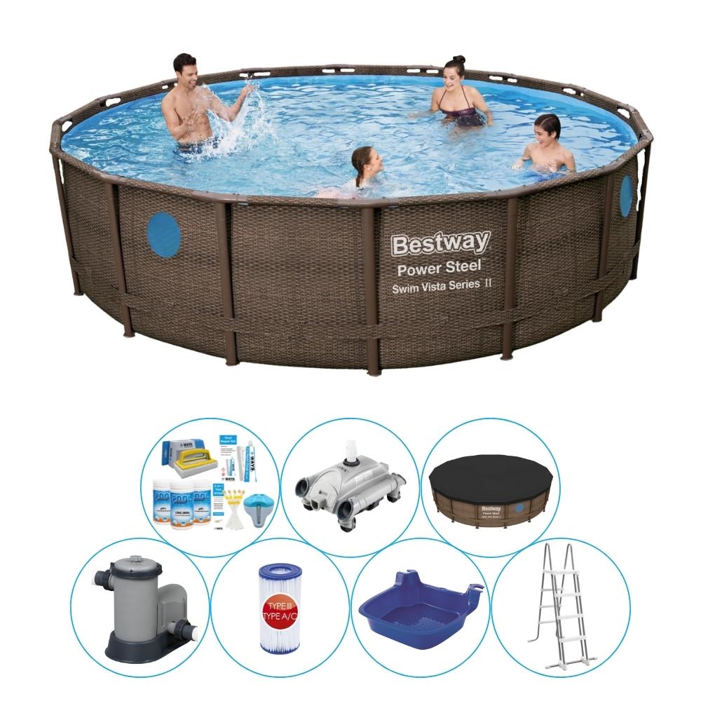 Basen wraz z akcesoriami - Bestway Power Steel Swim Vista Round 488x122 cm