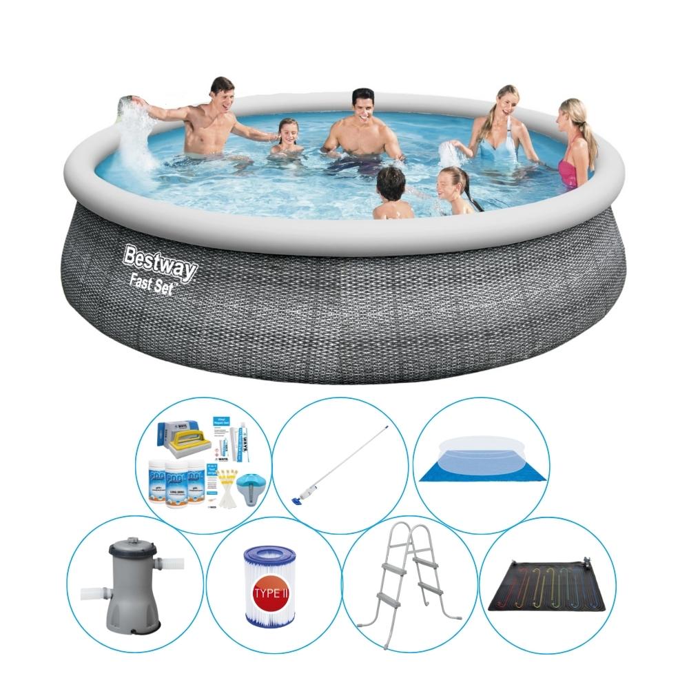 Rattanowy zestaw basenowy - Bestway Fast Set Rattan 457x107 cm - Okrągły