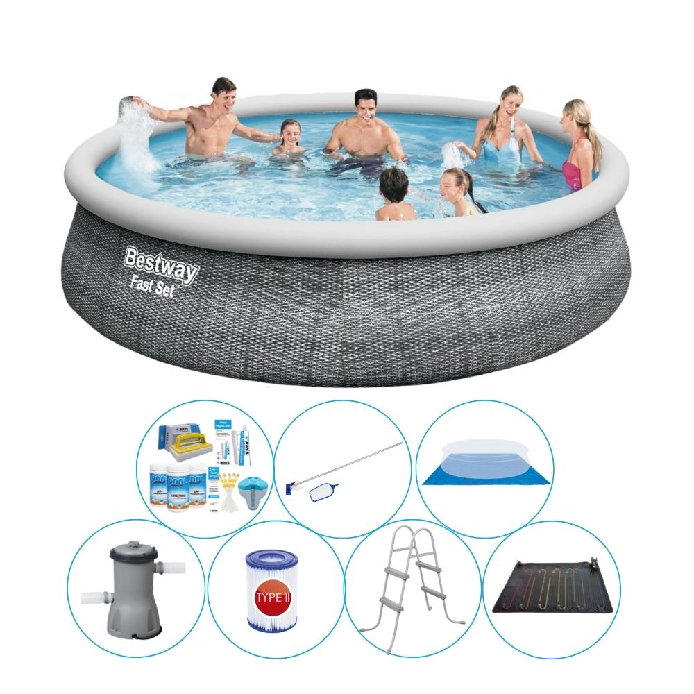 Zestaw basenowy - Bestway Fast Set Rattan 457x107 cm - Okrągły