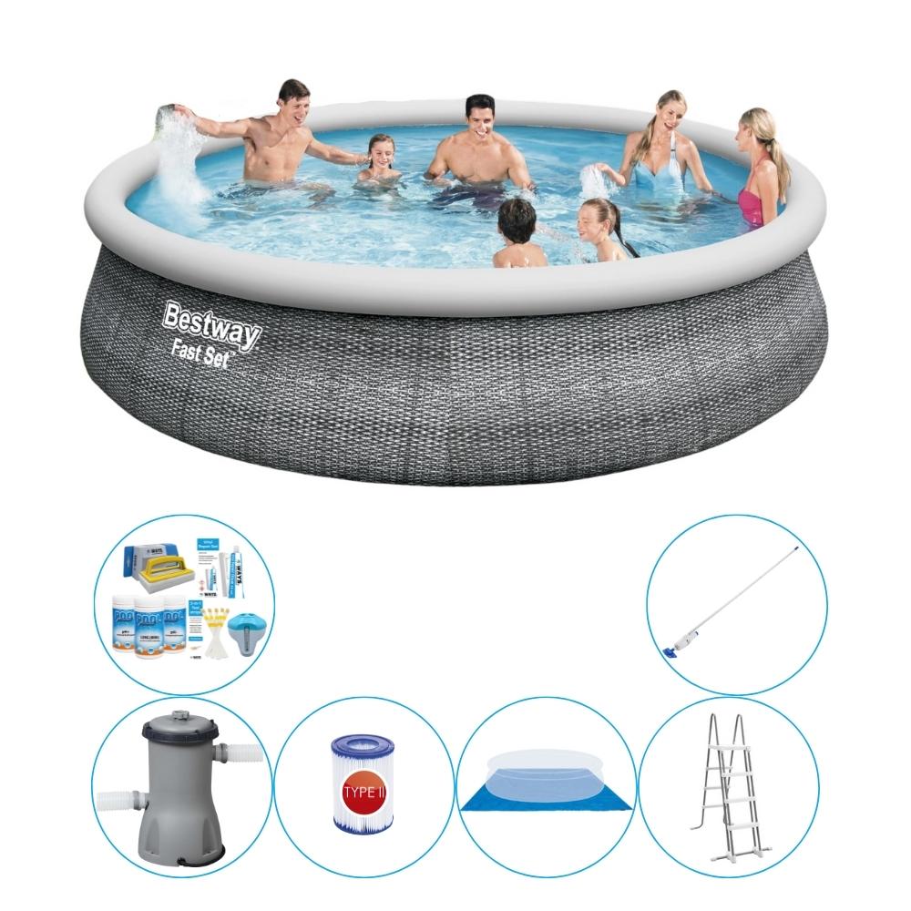 Basen Combi Deal - Bestway Fast Set Rattan 457x107 cm - Okrągły Okrągły
