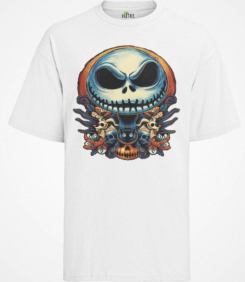 Horror jack skellington bawełna organiczna t-shirt męski oversize zabójca krzyk zabójca okrągły dekolt koszulka męska film