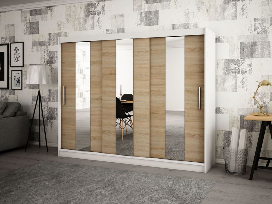 MINIO szafa 250 cm POLE biały mat / dąb sonoma