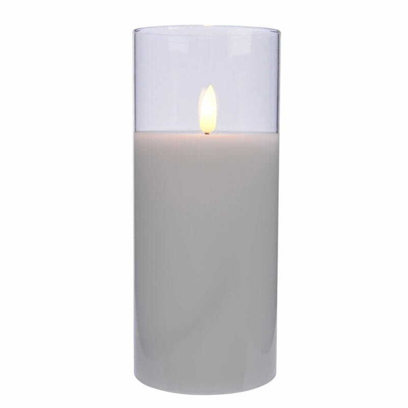 Świeca LED w szkle ozdobna biała 17,5 cm