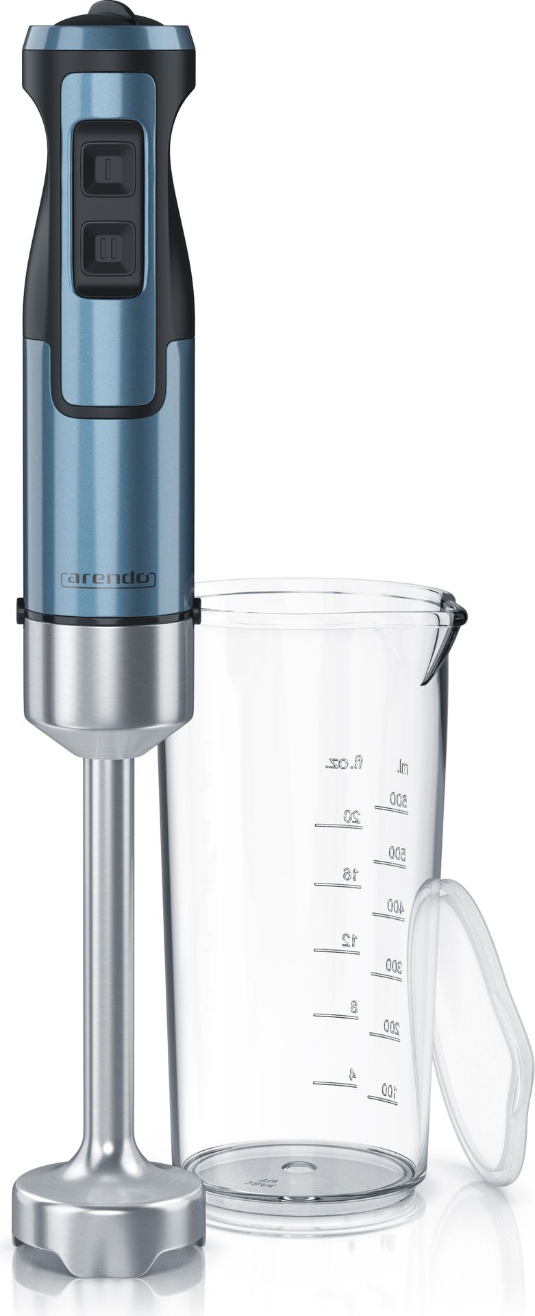 Blender ręczny Arendo ze stali nierdzewnej 1000 W - 4-ostrzowy - blender ręczny - blender ręczny - dzbanek do blendowania - płynna regulacja prędkości - przycisk turbo - odłączana stopa blendera - w zestawie dzbanek z miarką