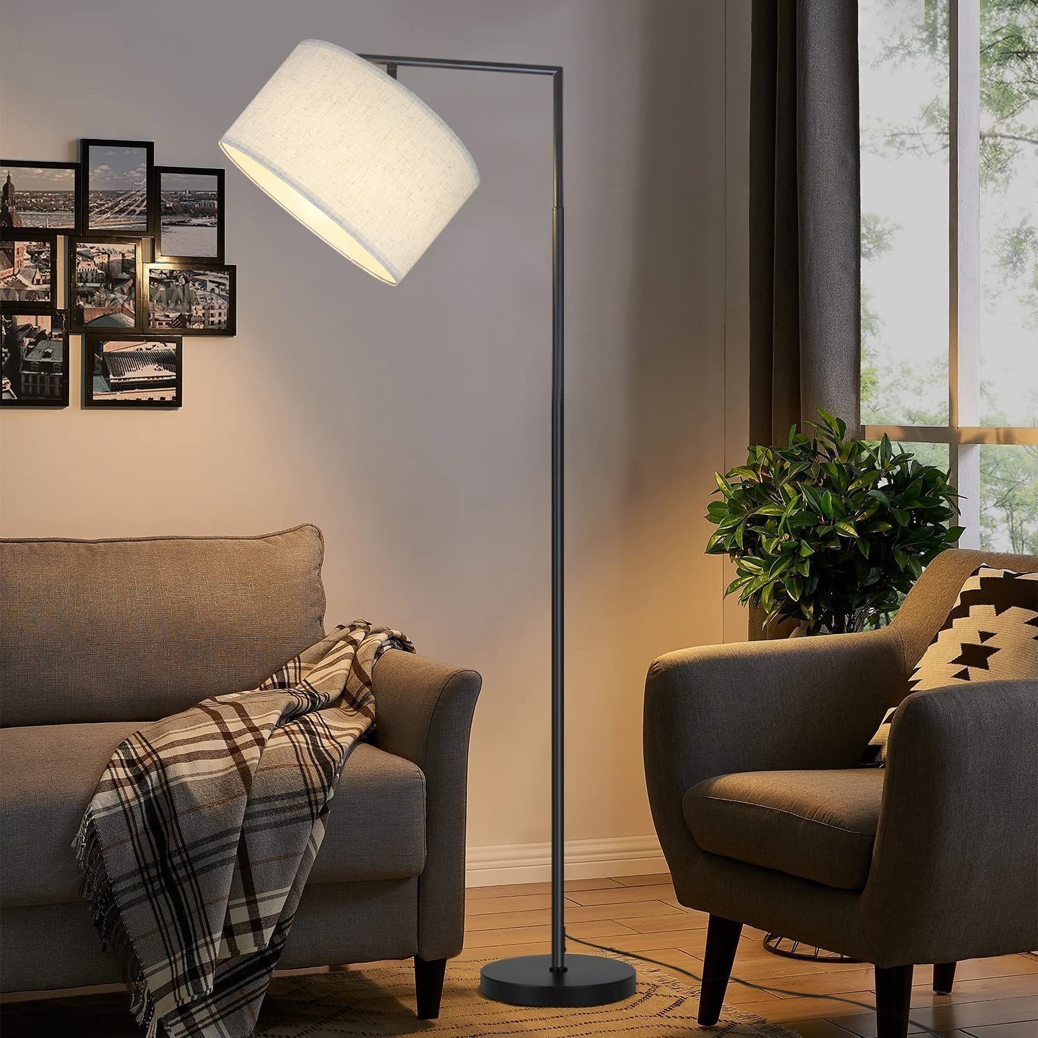 ZMH lampa podłogowa nowoczesna lampa podłogowa do salonu: lampa do czya sypialnia gniazdo E27 max. 40W lampa podłogowa włącznik nożny klosz z tkaniny design 166cm do sypialni hotel - bez żarówki