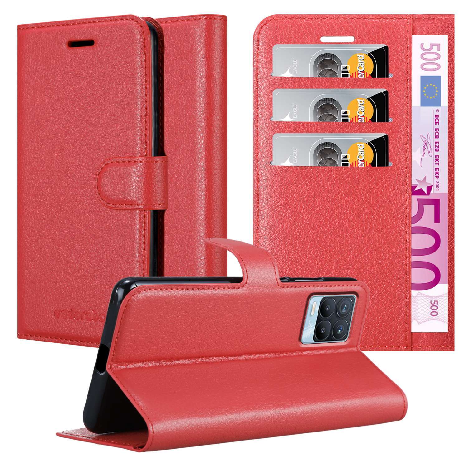 Etui ochronne Cadorabo do Realme 8 4G / 8 PRO w kolorze czerwonym etui na telefon komórkowy z magnetycznym zamknięciem