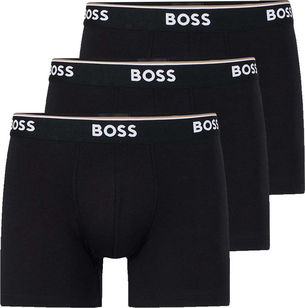 BOSS Bokserki męskie Power Trunk dłuższy krój bawełna stretch 3-pak XL 3xczarny/czarny pas