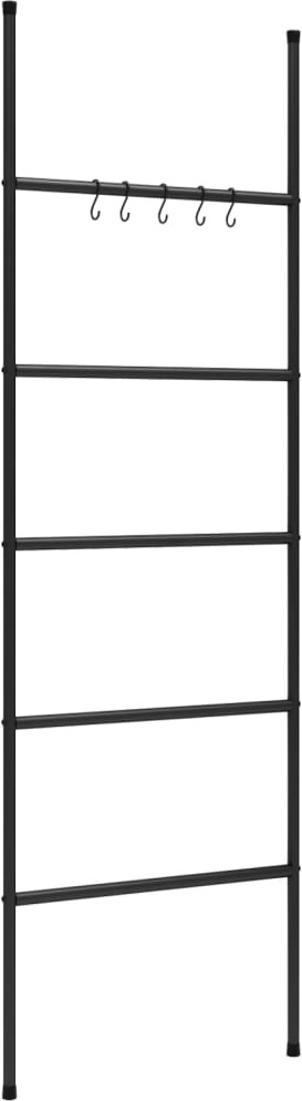 vidaXL Drabinkowy wieszak na ręczniki z 5 prętami czarny 58x175 cm żelazo