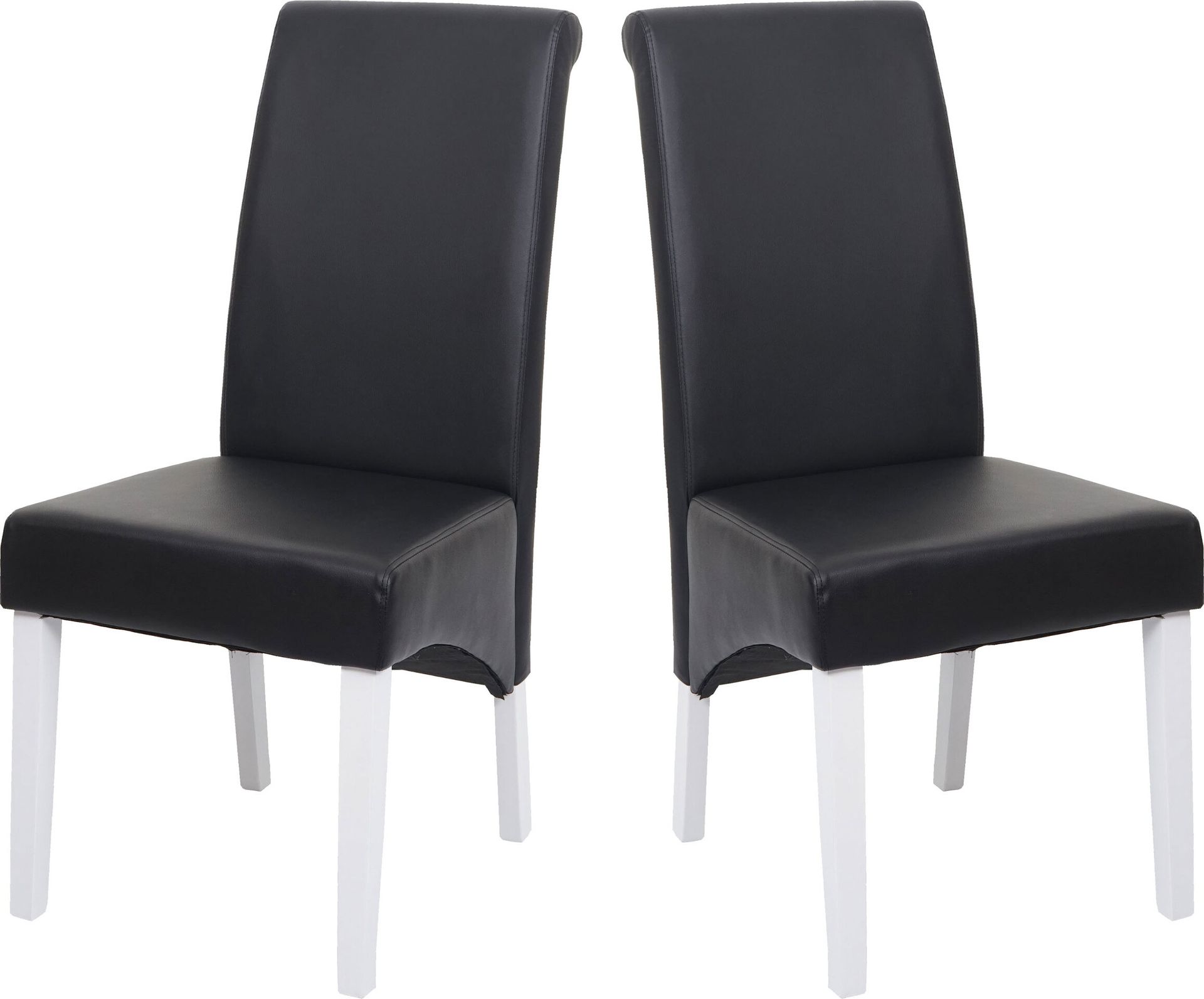 2x Krzesło do jadalni fotel Krzesło M37 ~ skóra, czarny, białe nóżki