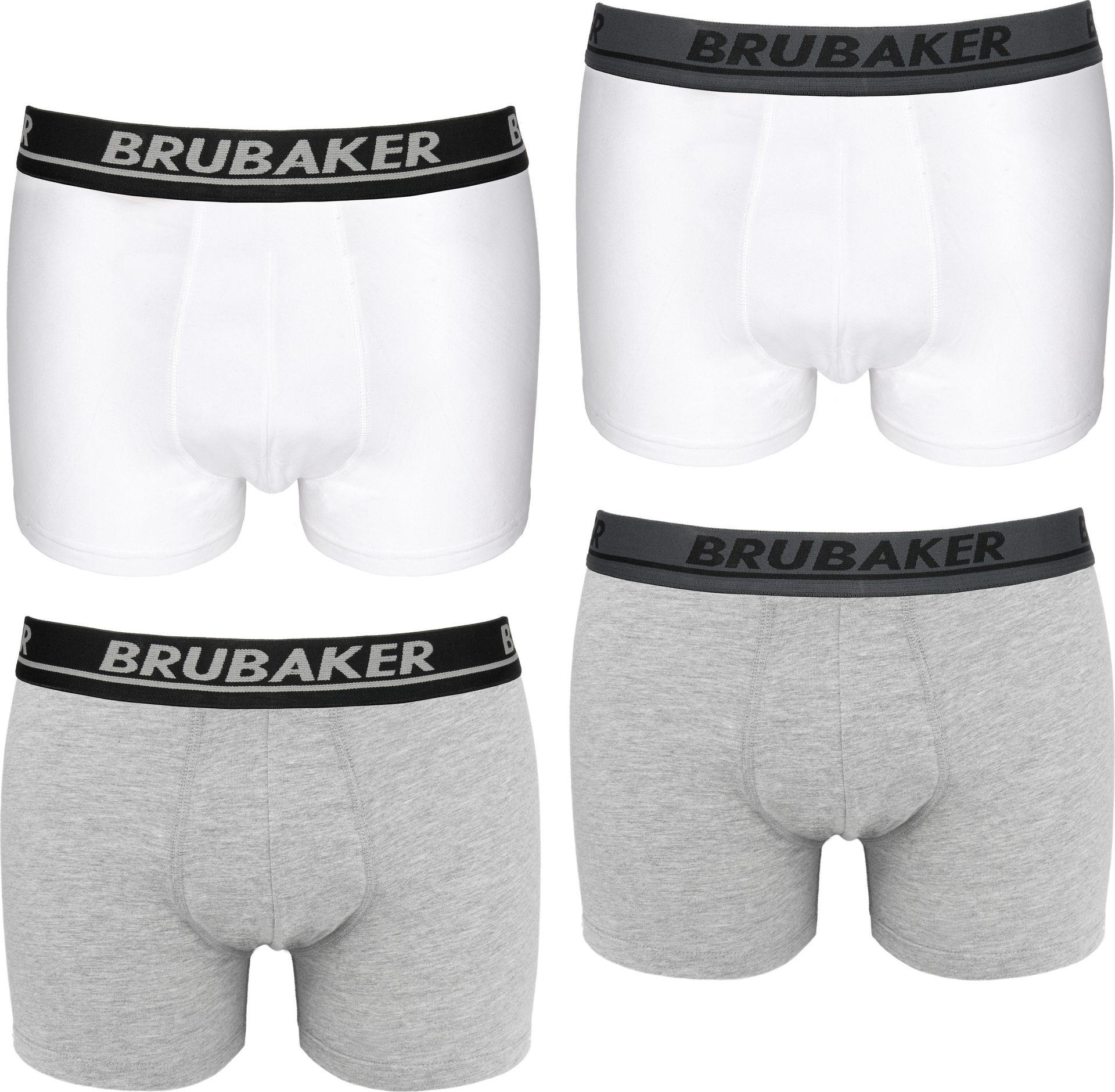 Bokserki męskie retro Brubaker - 4-pak retro szortów - Bokserki hipster z elastycznym pasem Wygodne i oddychające bez rozcięcia - Bielizna męska wykonana z bawełny i Lycry®
