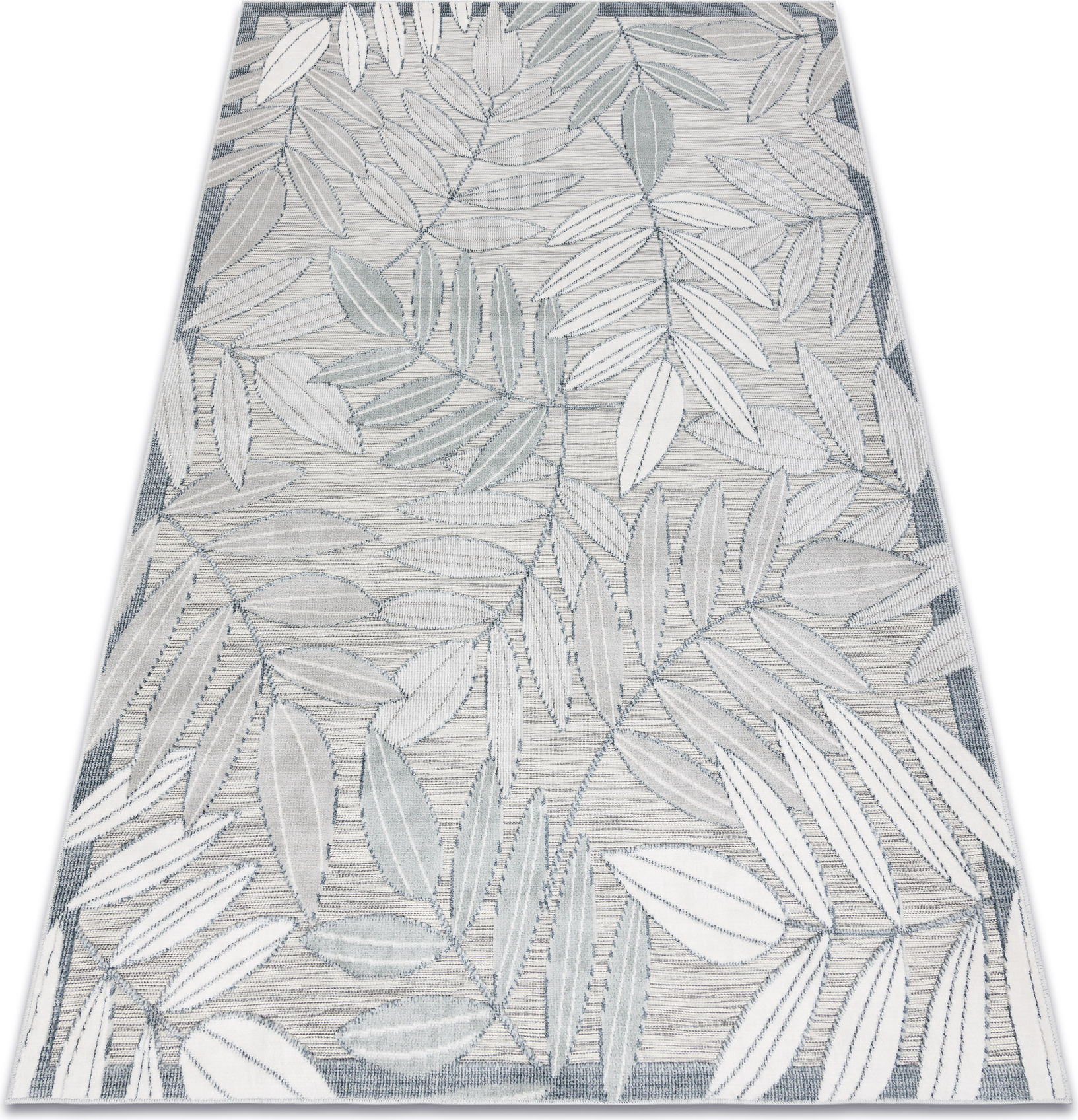 Dywan Strukturalny BOTANIC 65241 Liście płasko tkany, na balkon, taras - szary 78x150 cm