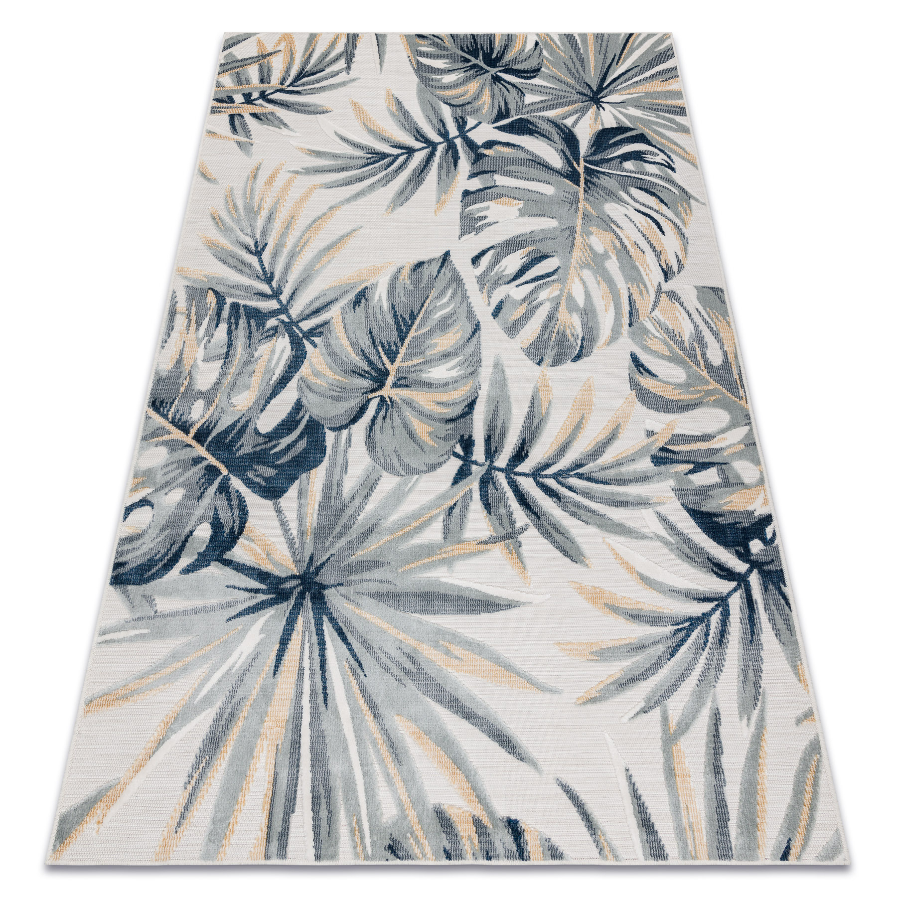 Dywan Strukturalny BOTANIC 65265 Liście Monstera płasko tkany, na balkon, taras - ecru wielokolorowy 117x170 cm