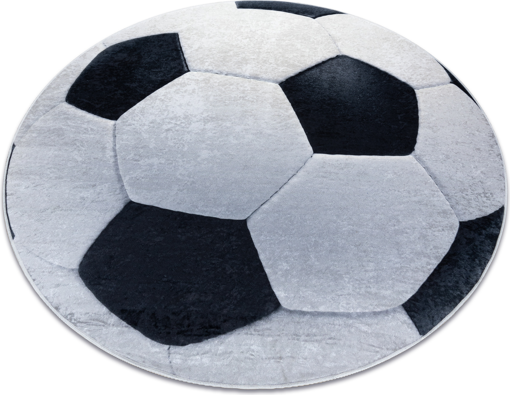 Dywan do prania BAMBINO 2139 koło - Piłka nożna dla dzieci antypoślizgowy - / biały czarny koło 160 cm