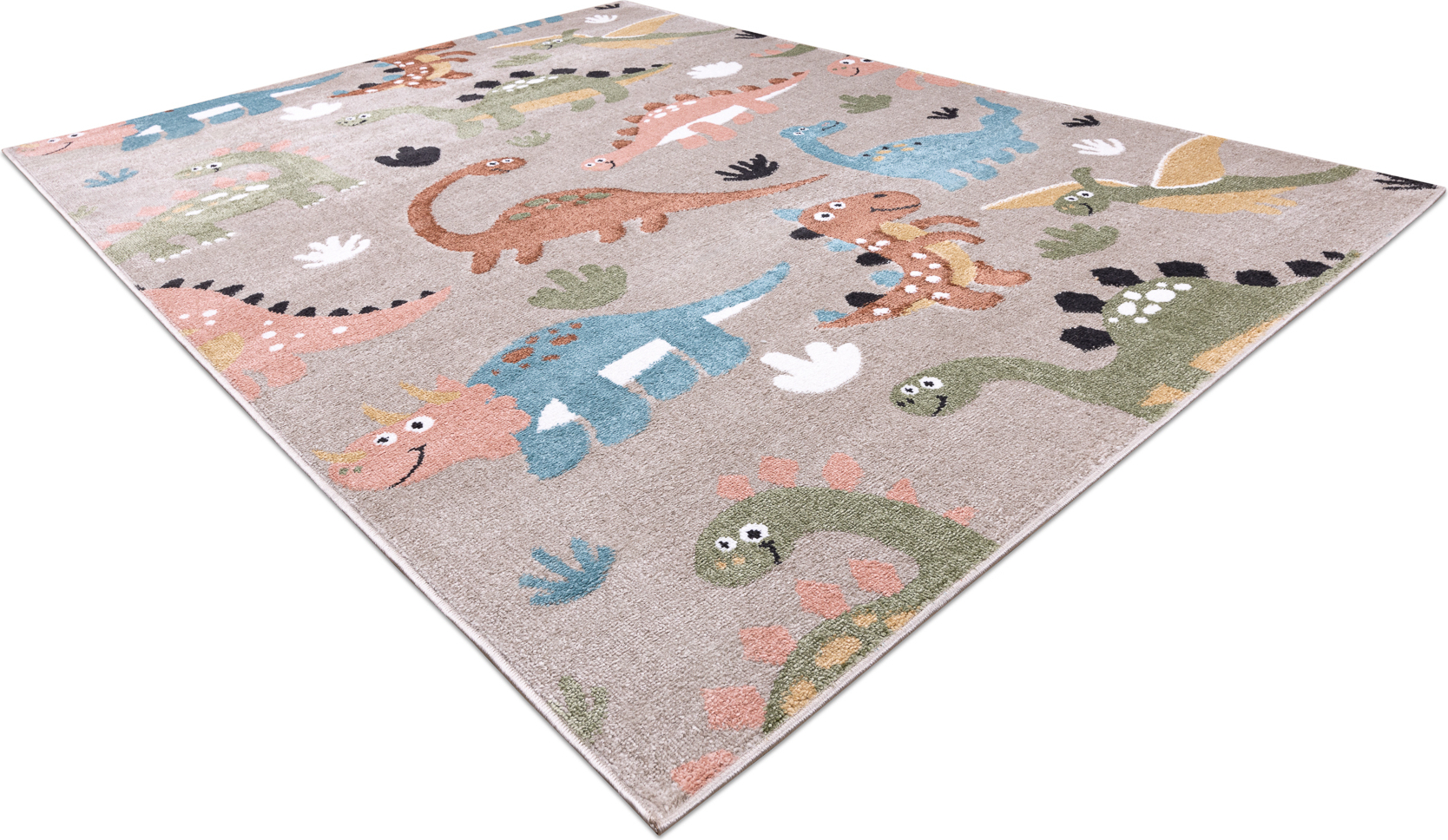 Dywan FUN Dino dla dzieci, dinozaury beż wielokolorowy 80x150 cm