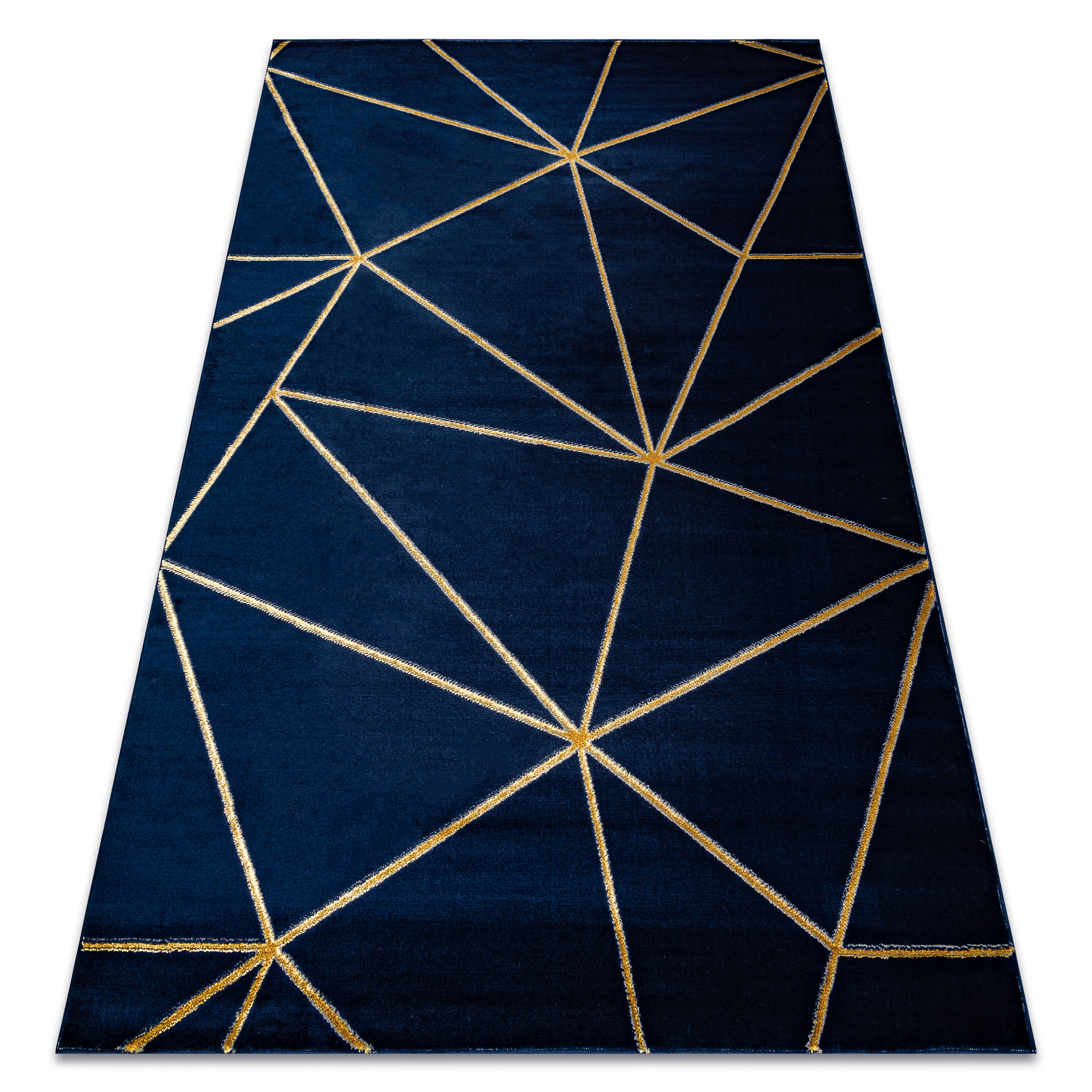 Dywan EMERALD ekskluzywny 1013 glamour, stylowy geometryczny granatowy / złoty niebieski 120x170 cm