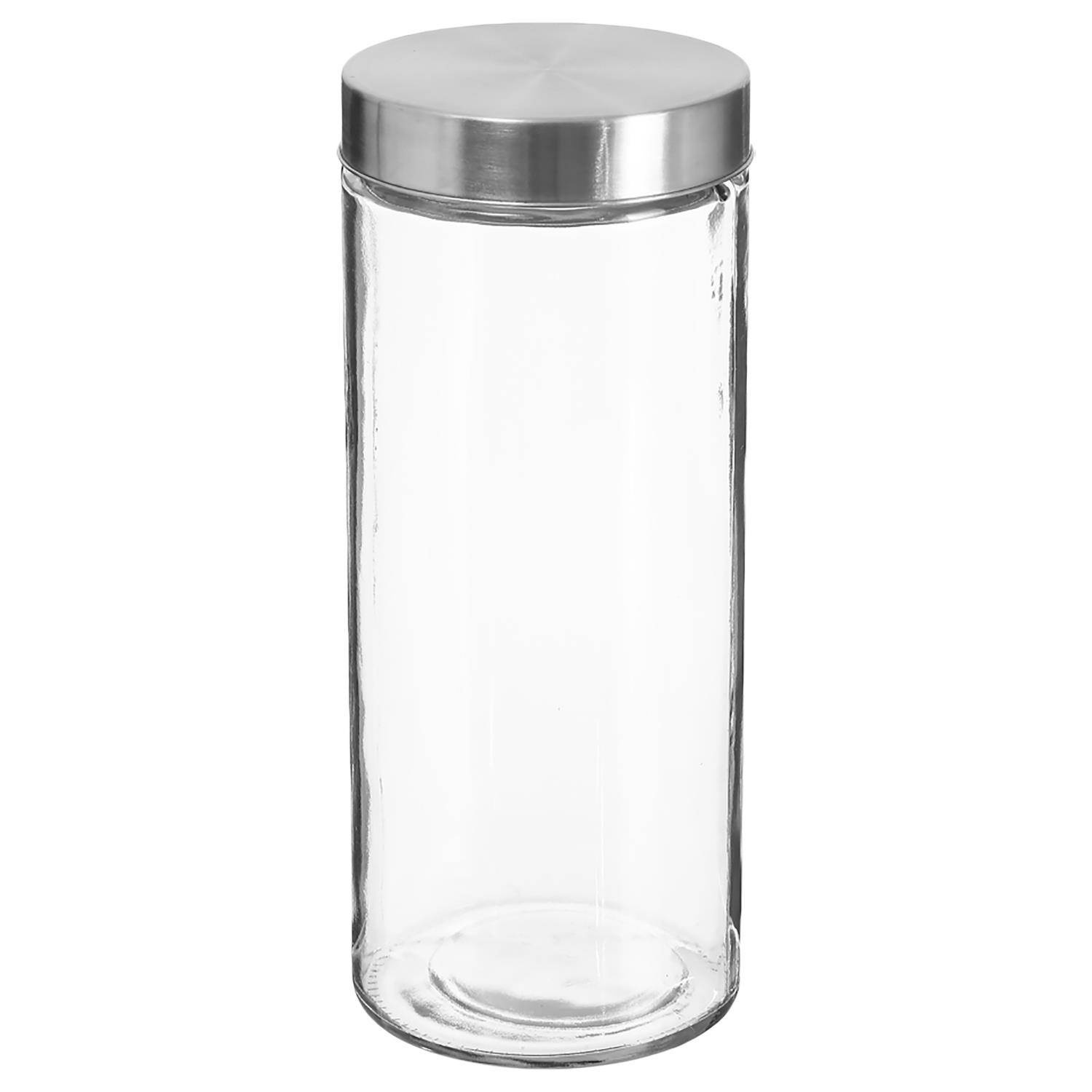 Pojemnik na żywność szklany z pokrywą ze stali nierdzewnej, 2000 ml