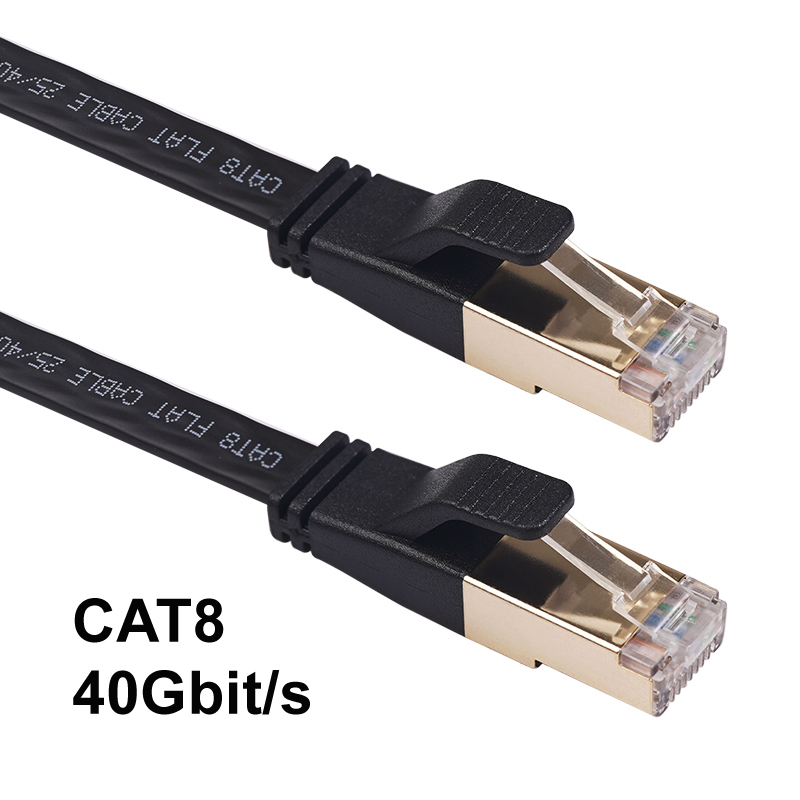 SOONTEC 5m CAT 8 LAN Superszybki kabel sieciowy Kabel krosowy Kabel internetowy z płaską wtyczką RJ45 40Gbps 2000 MHz - Czarny