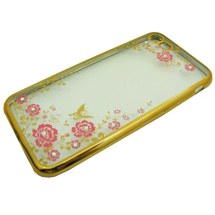 Diamant flower puzdro pre Apple iPhone 7 / iPhone 8 / iPhone 2022 - Zlatá KP18098